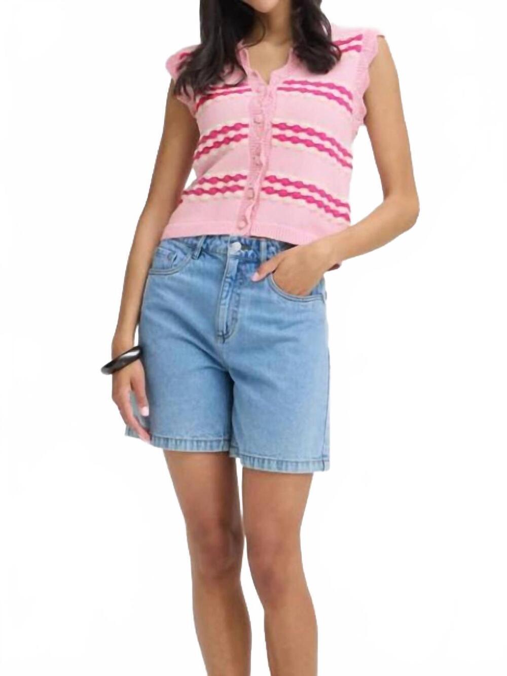 NEW B.YOUNG striped slipover top in parfait pink